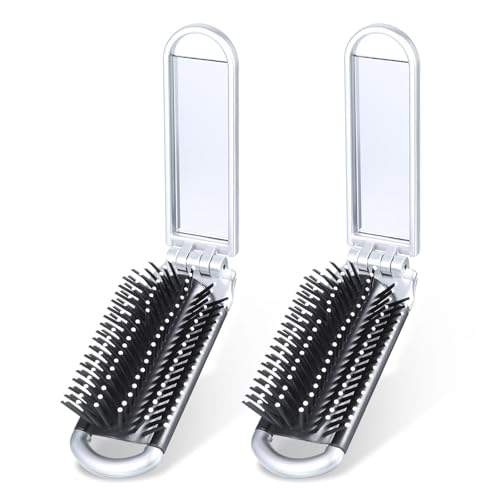 IANFAN Faltbare Reise Haarbürste, 2 Stück Mini klappbürste mit Spiegel kleine klappbare Haarbürste Klappkamm Haar Bürste Tragbare Silber Haar-Styling Kamm für Mädchen Herren IANFAN Faltbare Reise Haarbürste, 2 Stück Mini klappbürste mit Spiegel kleine klappbare Haarbürste Klappkamm Haar Bürste Tragbare Silber Haar-Styling Kamm für Mädchen Herren von IANFAN