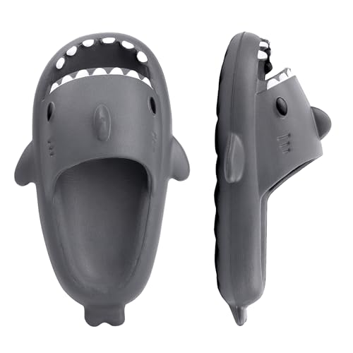 IASKDIN Hai Badelatschen Jungen Mädchen Shark Sildes Slippers Damen Herren Dusch Badeschuhe Lustig Sommer Strand Hausschuhe rutschfeste Badesandalen Kinder Badeschlappen von IASKDIN