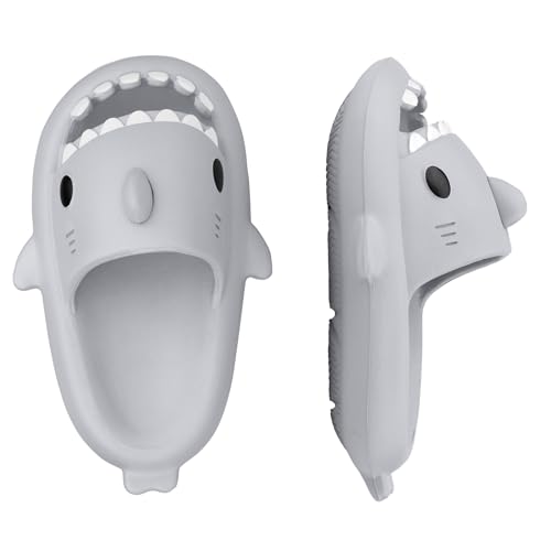 IASKDIN Hai Badelatschen Jungen Mädchen Shark Sildes Slippers Damen Herren Dusch Badeschuhe Lustig Sommer Strand Hausschuhe rutschfeste Badesandalen Kinder Badeschlappen von IASKDIN