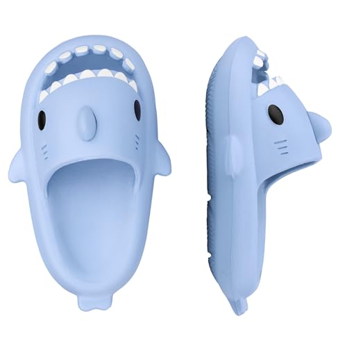 IASKDIN Hai Badelatschen Jungen Mädchen Shark Sildes Slippers Damen Herren Dusch Badeschuhe Lustig Sommer Strand Hausschuhe rutschfeste Badesandalen Kinder Badeschlappen von IASKDIN