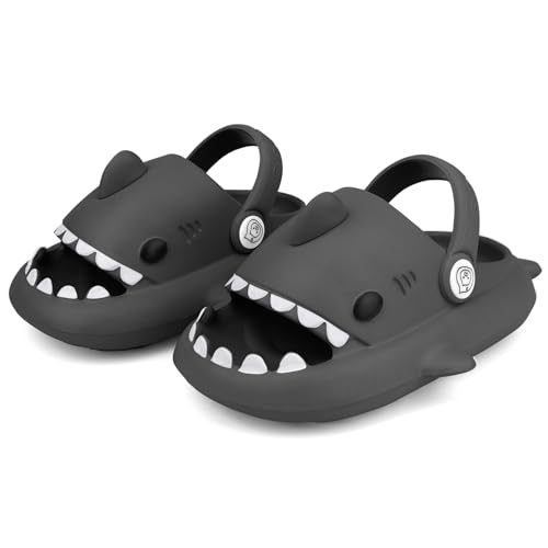 IASKDIN Hai Badelatschen Jungen Mädchen Shark Slippers Dusch und Badeschuhe Lustig Sommer Strand Hausschuhe Rutschfeste Badesandalen Kinder Badeschlappen von IASKDIN