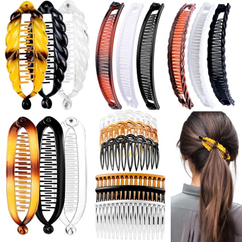 18 Stück Bananen-Haarspangen, klassischer Haarkamm, Bananen-Clips, Pferdeschwanz, Haarhalter für Frauen und Mädchen, 6 Stile von IAXSEE
