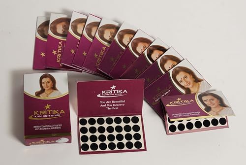 IBA Indianbeautifulart 12Er-Pack (1008 Stück) Schwarze, Runde, Selbstklebende Bindi, Stirnschmuck Für Frauen, Indisches Bindiya-Stirn-Tika, Wiederverwendbarer Gesichts-Bindi-Aufkleber von IBA Indianbeautifulart