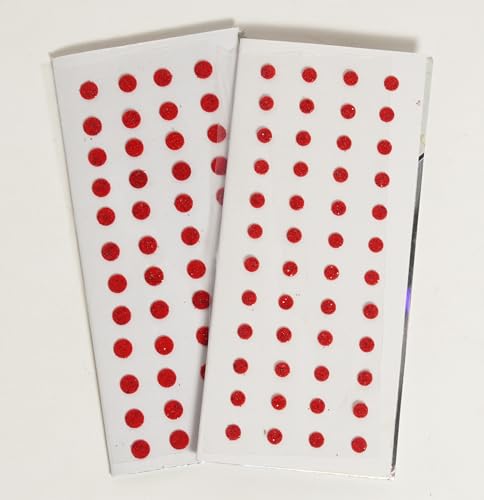IBA Indianbeautifulart 2Er-Pack (96 Stück), Rote Stirnaufkleber Bindiya Bindis, Rundes Selbstklebendes Bindi, Stirnschmuck Für Frauen, Indisches Bindiya-Stirn-Tika von IBA Indianbeautifulart