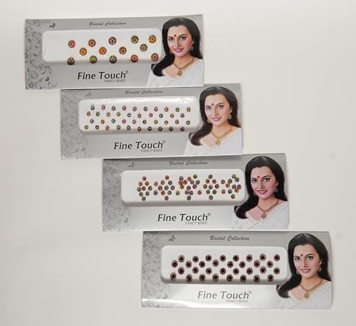 IBA Indianbeautifulart 4Er-Pack (130 Stück), Mehrfarbige Bindis Als Stirnaufkleber, Rundes Selbstklebendes Bindi, Stirnschmuck Für Frauen, Indisches Bindiya-Stirn-Tika von IBA Indianbeautifulart