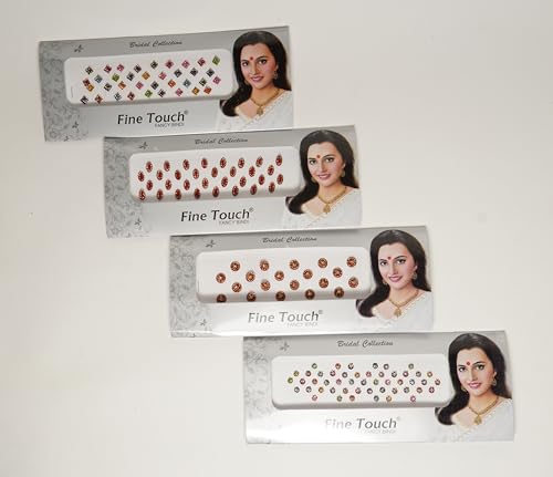 IBA Indianbeautifulart 4Er-Pack (139 Stück), Mehrfarbige Bindis Als Stirnaufkleber, Rundes Selbstklebendes Bindi, Stirnschmuck Für Frauen, Indisches Bindiya-Stirn-Tika von IBA Indianbeautifulart