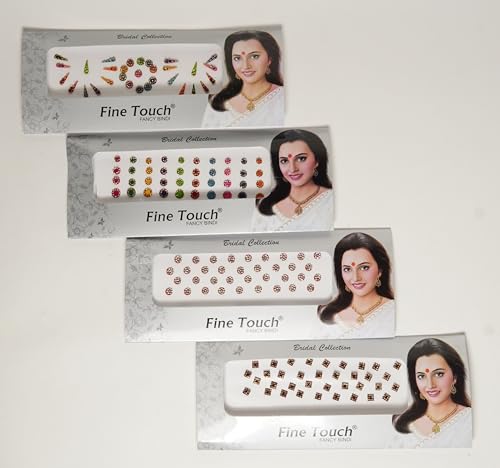 IBA Indianbeautifulart 4Er-Pack (143 Stück), Mehrfarbige Bindis Als Stirnaufkleber, Rundes Selbstklebendes Bindi, Stirnschmuck Für Frauen, Indisches Bindiya-Stirn-Tika von IBA Indianbeautifulart