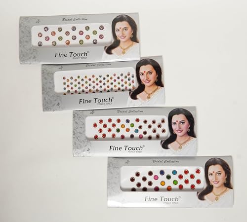 IBA Indianbeautifulart 4Er-Pack (146 Stück), Mehrfarbige Bindis Als Stirnaufkleber, Rundes Selbstklebendes Bindi, Stirnschmuck Für Frauen, Indisches Bindiya-Stirn-Tika von IBA Indianbeautifulart