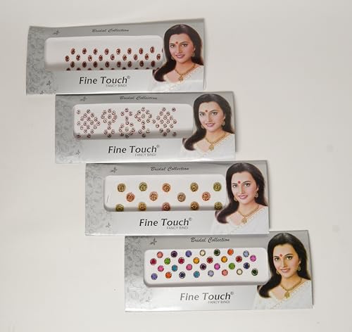 IBA Indianbeautifulart 4Er-Pack (155 Stück), Mehrfarbige Bindis Als Stirnaufkleber, Rundes Selbstklebendes Bindi, Stirnschmuck Für Frauen, Indisches Bindiya-Stirn-Tika von IBA Indianbeautifulart