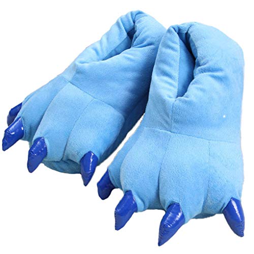 IBAIOU Erwachsene/Kinder Animal Paw Schuhe,Unisex Plüsch Animal Claw Hausschuhe,Dinosaurier Paw Schuhe,35-38,blue von IBAIOU