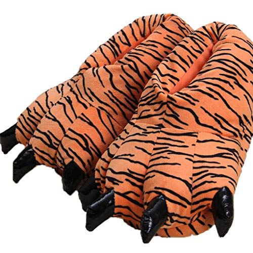 IBAIOU Erwachsene/Kinder Animal Paw Schuhe,Unisex Plüsch Animal Claw Hausschuhe,Dinosaurier Paw Schuhe,35-38,tiger von IBAIOU