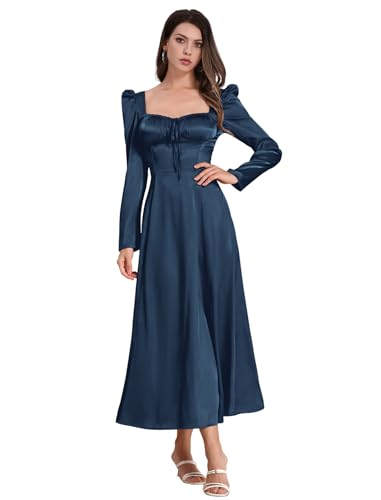 IBAKOM Damen Abendkleider elegant für Hochzeit Satin Langarm Kleid Sexy Tief Ausschnitt Cocktailkleid A-Linie Freizeitkleid Rückenfrei Maxikleid Partykleid Herbst Winter Dresses for Women blau S IBAKOM Damen Abendkleider elegant für Hochzeit Satin Langarm Kleid Sexy Tief Ausschnitt Cocktailkleid A-Linie Freizeitkleid Rückenfrei Maxikleid Partykleid Herbst Winter Dresses for Women blau S von IBAKOM