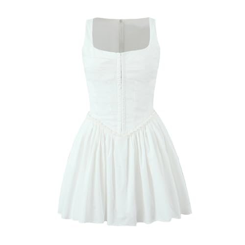 IBAKOM Damen Sommerkleid Ärmellos Plissiert Bustier Korsett Kleid Hohe Taille Rüsche A-Linie Minikleider Freizeitkleider Cocktailkleid weiß XL IBAKOM Damen Sommerkleid Ärmellos Plissiert Bustier Korsett Kleid Hohe Taille Rüsche A-Linie Minikleider Freizeitkleider Cocktailkleid weiß XL von IBAKOM