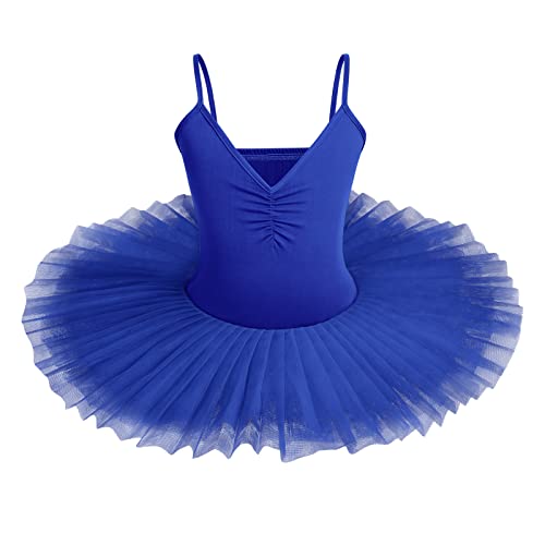 IBAKOM Kinder Mädchen Ballettkleid Schwanensee Kostüm Tanzen Tutu Kleid V-Ausschnitt Camisole Trikot Tanzkleidung Ballerina Gymnastik Spaghettiträger Ärmelloses Tanzoutfit Königsblau 13-14 Jahre von IBAKOM