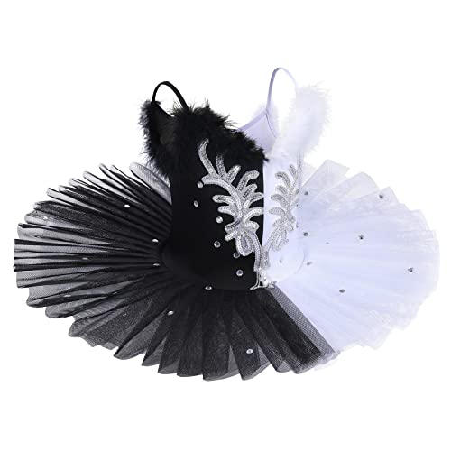 IBAKOM Kinder Mädchen Ballettkleid Schwanensee Kostüm amisole Tanztrikot Spaghettiträger Ärmellos Pailletten Feder Gymnastik Ballerina Eiskunstlauf Tanzkleidung Ballettkleidung Nero 5-6 Jahre von IBAKOM