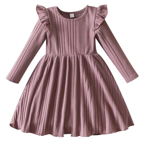 IBAKOM Mädchen Strickkleid Langarm Herbst Winter Pullover Kleid Weihnachtskleid Kinder Festlich Hochzeit Blumenmädchenkleid Für Weihnachten Geburtstag Party Bankett Urlaub Freizeit rosa 3 Jahre von IBAKOM