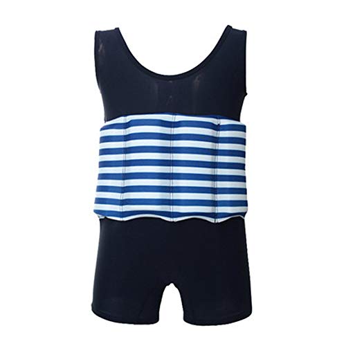 IBAKOM Unisex Kleinkind Baby Badeanzüge Jungen Mädchen Float Badeanzug Einteilige schwimmende Badebekleidung mit verstellbarem Auftrieb Schwimmanzug Bademode Dunkelblau 5-6 Jahre von IBAKOM