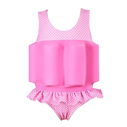 IBAKOM Unisex Kleinkind Baby Badeanzüge Jungen Mädchen Float Badeanzug Einteilige schwimmende Badebekleidung mit verstellbarem Auftrieb Schwimmanzug Bademode Rosa 3-4 Jahre von IBAKOM