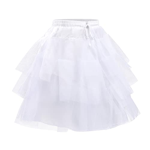 Mädchen Petticoat Halb Slip Tüll Mesh Blumenmädchen Tutu Krinoline Rock Kordel unter Röcke Hochzeit Kommunion Unterrock ohne Reifen Weiß 3-8 Jahre von IBAKOM