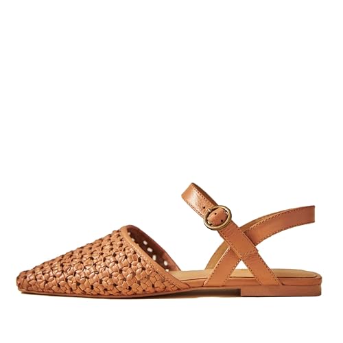 IBDPOSH Gewebte Slingback-Flats für Damen, stilvolle und atmungsaktive Sandalen mit spitzem Zehen-Design, bequem und elegant, Braun, 38.5 EU IBDPOSH Gewebte Slingback-Flats für Damen, stilvolle und atmungsaktive Sandalen mit spitzem Zehen-Design, bequem und elegant, Braun, 38.5 EU von IBDPOSH