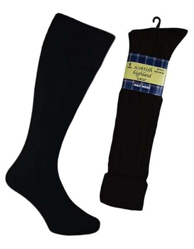 IBEX MART Schottische Herren-Socken, Kilt-Schlauch, Wolle, Schwarz , Einheitsgröße von IBEX MART