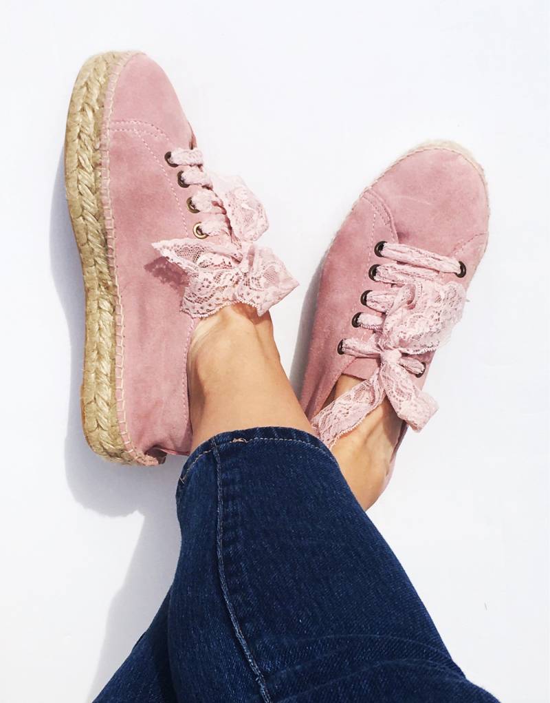 Boho Ibiza Plateau Sneakers Espadrilles - Spitze Oxford Schuhe Aus Wildleder Leder von IBIZENCAS