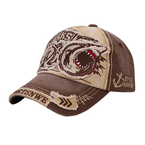 Baseball Cap Damen Baseballkappe Hai Kappe Jungen Herren Baseballmütze Patch Sonnenschutz Baseball Vintage Hip-Hop Snapback Baumwolle Strand Mütze für Sport Camping Golf von IBLUELOVER
