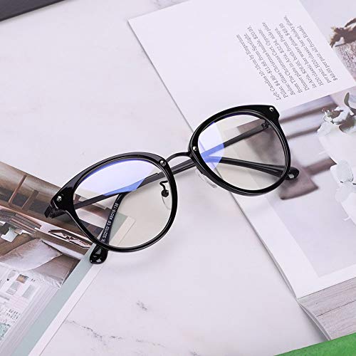 Brille Metallrahmen Brillengestelle Ohne Sehstärke Runde Pantobrille Streberbrille Fensterglas Nerdbrille Damen Herren Ebenenspiegel Brillefassung mit Nasenpad Winddicht Leicht Vintage Transparent von IBLUELOVER