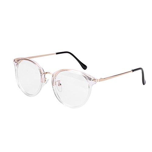 Brille Damen Herren Metallrahmen Brillengestelle Ohne Sehstärke Rund Pantobrille Transparent Streberbrille Vintage Fensterglas Leicht Nerdbrille Winddicht Ebenenspiegel Brillefassung mit Nasenpad von IBLUELOVER