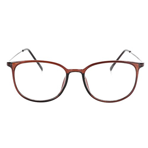 Brille Metallrahmen Brillengestelle Ohne Sehstärke Runde Pantobrille Streberbrille Fensterglas Nerdbrille Damen Herren Ebenenspiegel Brillefassung mit Nasenpad Winddicht Leicht Vintage Transparent von IBLUELOVER