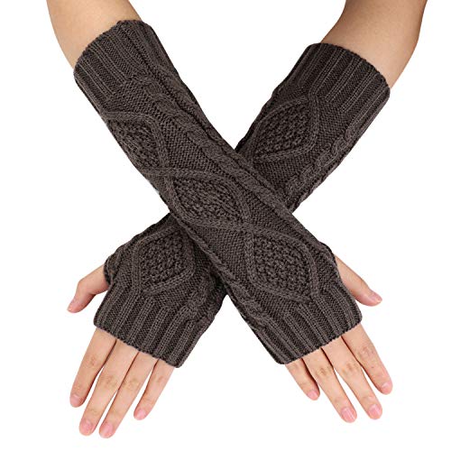 Handwärmer Fingerlose Gestrickt Armwärmer Halbfinger Winterhandschuhe Handgelenk Arm Pulswärmer Fäustlinge Handgelenkwärmer Rhombus Muster Armstulpen Strickhandschuhe für Damen Mädchen von IBLUELOVER