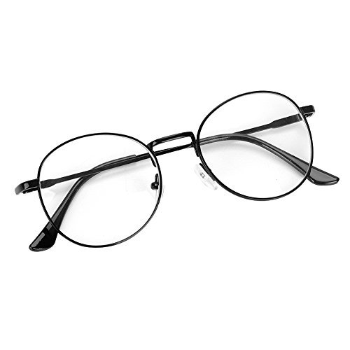 IBLUELOVER Brille Metallrahmen Unisex Brillengestelle Retro 60 er Fensterglas Damen Herren Brillefassung Runde Pantobrille mit Nasenpad Leicht Nerdbrille Ohne Sehstärke Streberbrille Ebenenspiegel von IBLUELOVER