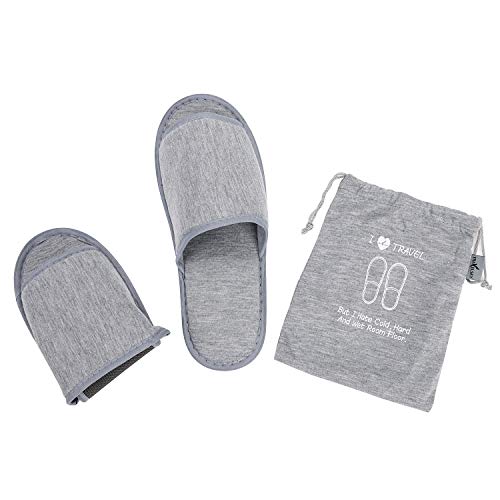 IBLUELOVER Hausschuhe Faltbarer Pantoffeln Baumwolle Tragbar Slipper Komfort Pantoletten Herren Damen Weiche Home Schlapfen mit Tasche Rutschfeste Slippers für Hotel Reise Geschäft von IBLUELOVER