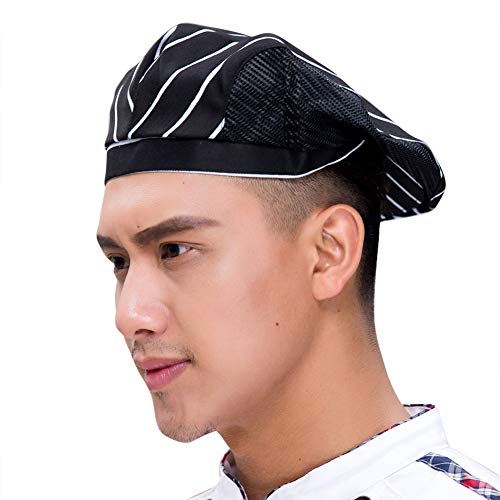 IBLUELOVER Kochmütze Barett Damen Herren Kochhaube Baumwolle Unisex Arbeitskappe Atmungsaktives Mesh Bistromütze Bäcker Küchenchef Hut Chef Cook Cap Kochen Mütze für Hotel Restaurant Kochparty von IBLUELOVER