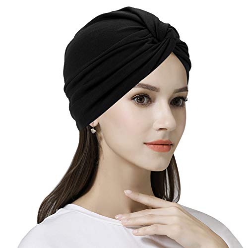 IBLUELOVER Turban Damen Hut Baumwolle Kopfbedeckung Frequenzweiche Kopftuch Einfarbig Beanie Cap Geraffte Schlafmütze Slouch Strand Kappe Kopfwraps für Haarverlust von IBLUELOVER