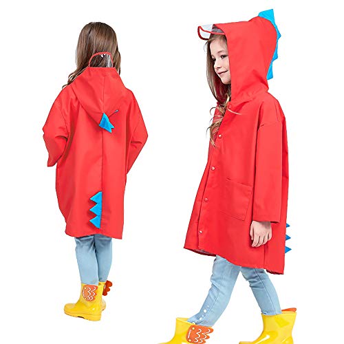 Mädchen Junge Regenmantel Süß Dinosaurier Regenjacke mit Kapuze Wasserdicht Jacke Wasserdichte Regenjacke Windjacke Regenmantel Outdoor Cartoon Kinder Regenponcho mit Kapuze Wasserdicht Regencape von IBLUELOVER