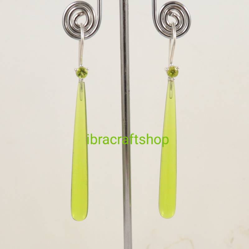 Peridot Ohrring Edelstein Plan Tropfen Sterling Silber Pearidot Cut Ohrringe von IBRACRAFTSHOP