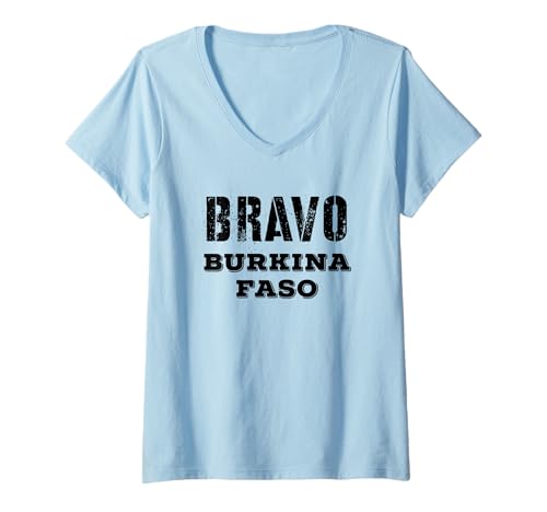 Damen Bravo, Kapitän Ibrahim Traore! Viva Burkina Faso Nation! T-Shirt mit V-Ausschnitt von IBRAHIM TRAORE BURKINA FASO