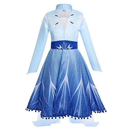 Anna und Elsa Kleid, Eiskönigin 2 Prinzessin Kleid Schneekönigin Verkleidung TüllKleid Kostüm für Ankleiden Weihnachten Karneval Halloween Geburtstag Cosplay Faschingkostüm Hellblau 5-6 Jahre von IBTOM CASTLE