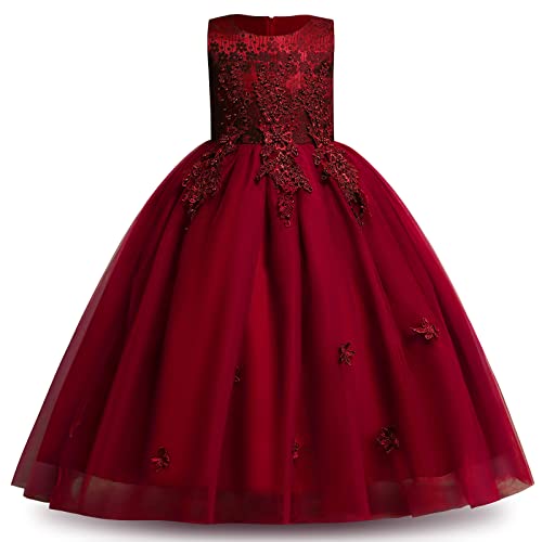 Blumenmädchenkleid Spitze bestickt Tüll Prinzessinnen kleid langes Abschlussballkleid Kinder Festlicher Festzug Hochzeit Brautjungfern Cocktail Partykleid Erstkommunion Kleid Burgund 5-6 Jahre Blumenmädchenkleid Spitze bestickt Tüll Prinzessinnen kleid langes Abschlussballkleid Kinder Festlicher Festzug Hochzeit Brautjungfern Cocktail Partykleid Erstkommunion Kleid Burgund 5-6 Jahre von IBTOM CASTLE