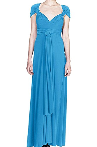 Damen Frauen Elgant V-Ausschnitt Brautjungfernkleid Infinity Abendkleid Geknotetem Multiway Rückenfrei Neckholder Cocktailkleid Blau S von IBTOM CASTLE