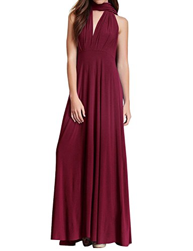 Damen Frauen Elgant V-Ausschnitt Brautjungfernkleid Infinity Abendkleid Geknotetem Multiway Rückenfrei Neckholder Cocktailkleid # Burgund XL von IBTOM CASTLE