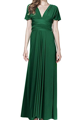 Damen Frauen Elgant V-Ausschnitt Brautjungfernkleid Infinity Abendkleid Geknotetem Multiway Rückenfrei Neckholder Cocktailkleid Dunkelgrün L von IBTOM CASTLE