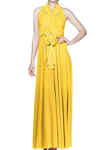 Damen Frauen Elgant V-Ausschnitt Brautjungfernkleid Infinity Abendkleid Geknotetem Multiway Rückenfrei Neckholder Cocktailkleid Gelb L von IBTOM CASTLE