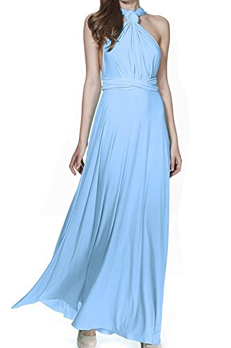 Damen Frauen Elgant V-Ausschnitt Brautjungfernkleid Infinity Abendkleid Geknotetem Multiway Rückenfrei Neckholder Cocktailkleid Himmelblau L von IBTOM CASTLE