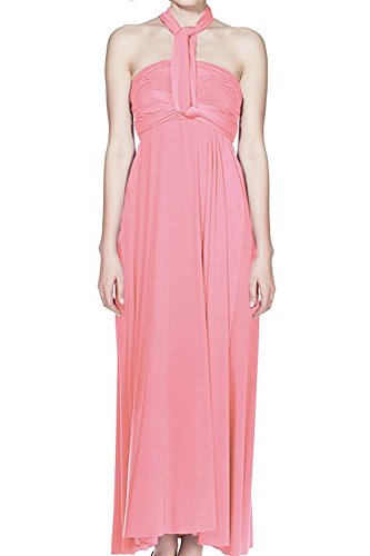 Damen Frauen Elgant V-Ausschnitt Brautjungfernkleid Infinity Abendkleid Geknotetem Multiway Rückenfrei Neckholder Cocktailkleid Rosa L von IBTOM CASTLE