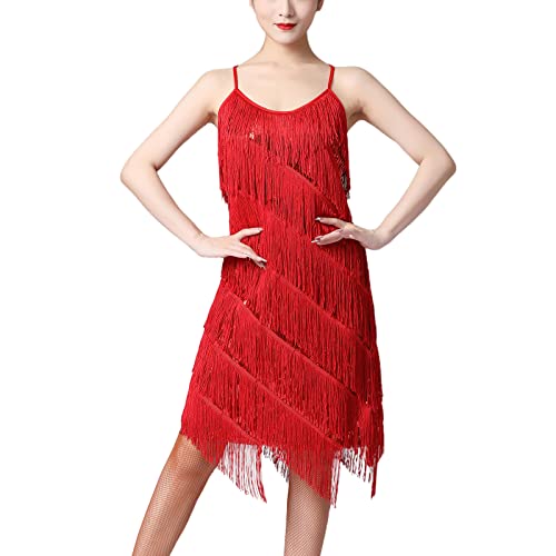 IBTOM CASTLE 1920 Pailletten Abendkleider Damen Tanzkleid Fransen Tanzkleid Kleid Quaste Tanzkleid Glitzer Party Kleid V-Ausschnitt Flapper Kostüm Cocktail Rot S IBTOM CASTLE 1920 Pailletten Abendkleider Damen Tanzkleid Fransen Tanzkleid Kleid Quaste Tanzkleid Glitzer Party Kleid V-Ausschnitt Flapper Kostüm Cocktail Rot S von IBTOM CASTLE
