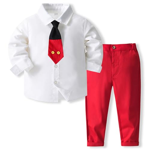 IBTOM CASTLE Baby Junge Gentleman Anzug Outfits Geburtstag 1 Jahr Taufgeschenke Junge Hochzeitskleider für Kinder Taufanzug Junge Baby Weiß 2-3 Jahre von IBTOM CASTLE