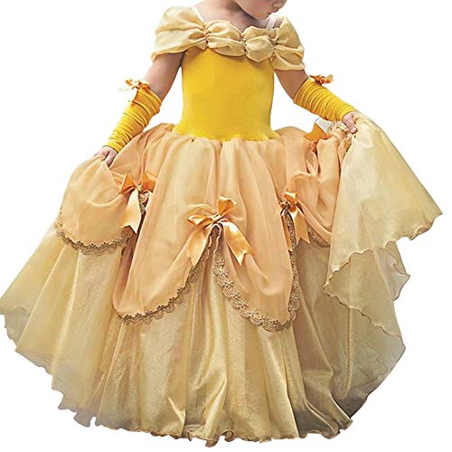 IBTOM CASTLE Belle Kostüm Kleid für Kinder Prinzessin Mädchen Party Schick Ankleiden Karneval Fasching Prinzessinnenkleid Tüll 2-3 Jahre von IBTOM CASTLE