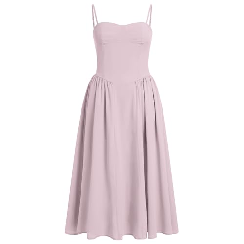 IBTOM CASTLE Damen Blumen Korsett Kleid Quadratischer Ausschnitt Spaghettiträger Sommer Boho Sonnenkleid Lässig Flowy Schlitz Bustier Kleider von IBTOM CASTLE
